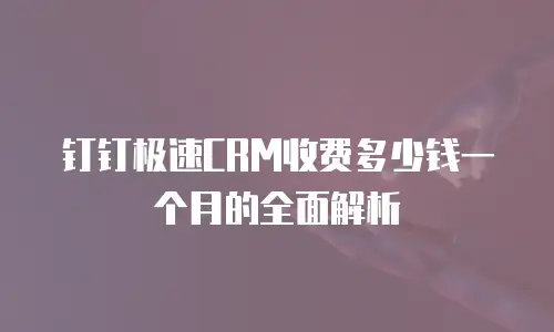 钉钉极速CRM收费多少钱一个月的全面解析