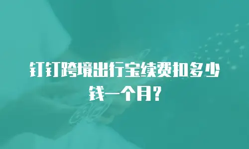 钉钉跨境出行宝续费扣多少钱一个月？