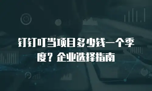 钉钉叮当项目多少钱一个季度？企业选择指南