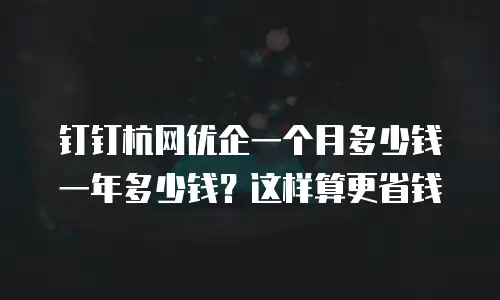 钉钉杭网优企一个月多少钱一年多少钱？这样算更省钱