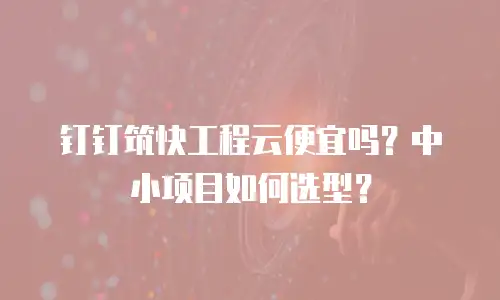 钉钉筑快工程云便宜吗？中小项目如何选型？