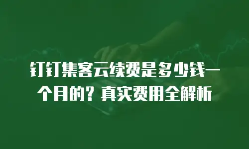 钉钉集客云续费是多少钱一个月的？真实费用全解析