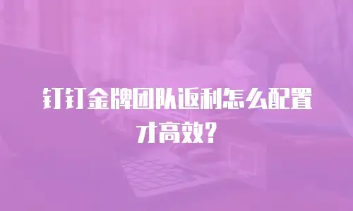 钉钉金牌团队返利怎么配置才高效？