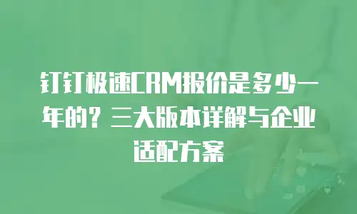 钉钉极速CRM报价是多少一年的？三大版本详解与企业适配方案