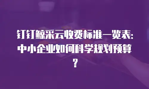 钉钉鲸采云收费标准一览表：中小企业如何科学规划预算？