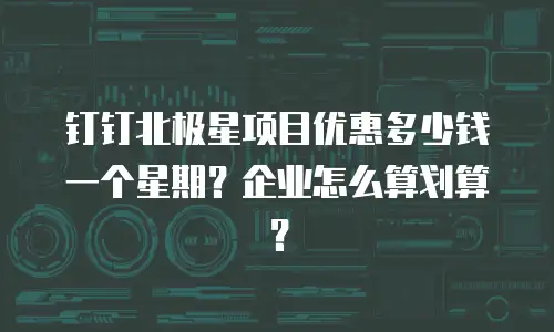 钉钉北极星项目优惠多少钱一个星期？企业怎么算划算？