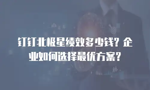 钉钉北极星绩效多少钱？企业如何选择最优方案？