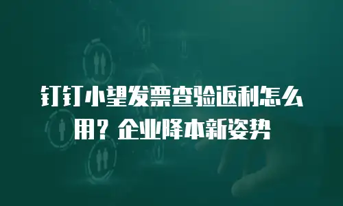 钉钉小望发票查验返利怎么用？企业降本新姿势