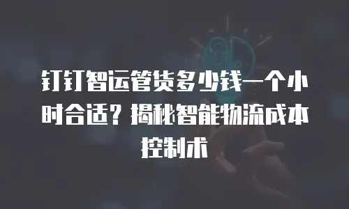 钉钉智运管货多少钱一个小时合适？揭秘智能物流成本控制术