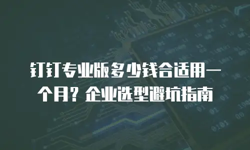 钉钉专业版多少钱合适用一个月？企业选型避坑指南