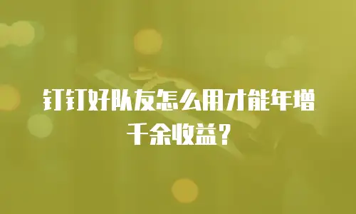 钉钉好队友怎么用才能年增千余收益？
