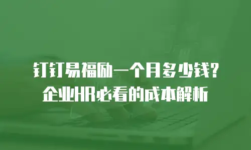 钉钉易福励一个月多少钱？企业HR必看的成本解析