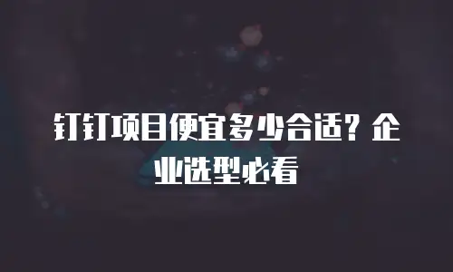 钉钉项目便宜多少合适？企业选型必看