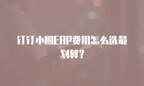钉钉小圈ERP费用怎么选最划算？