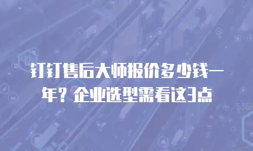 钉钉售后大师报价多少钱一年？企业选型需看这3点