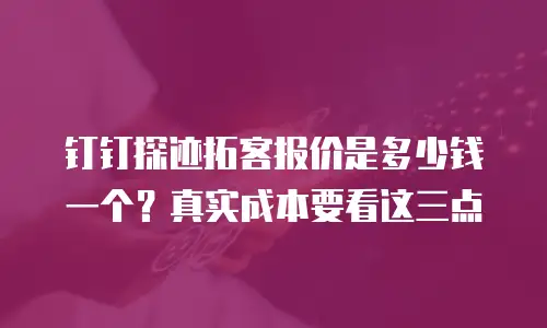 钉钉探迹拓客报价是多少钱一个？真实成本要看这三点