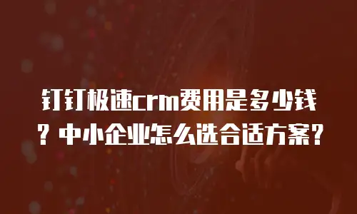 钉钉极速crm费用是多少钱？中小企业怎么选合适方案？