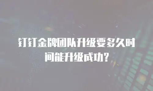 钉钉金牌团队升级要多久时间能升级成功？