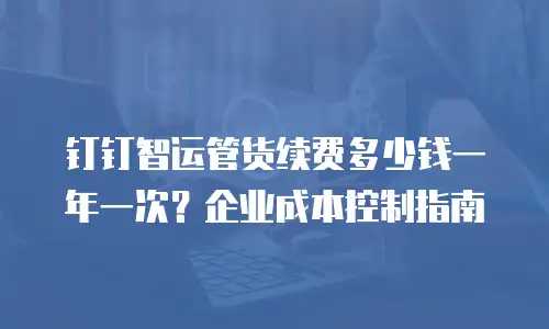 钉钉智运管货续费多少钱一年一次？企业成本控制指南