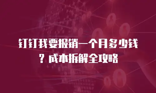 钉钉我要报销一个月多少钱？成本拆解全攻略