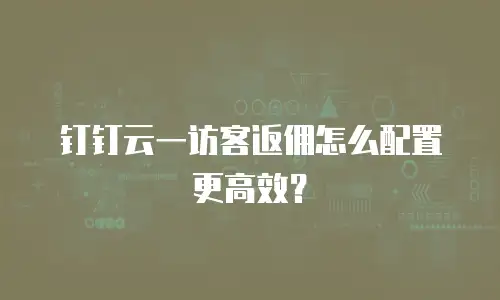 钉钉云一访客返佣怎么配置更高效？