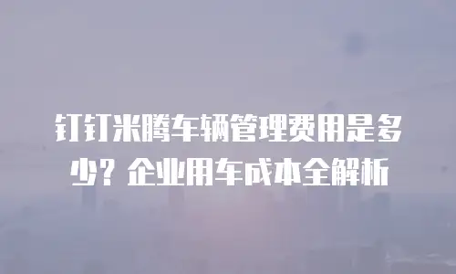 钉钉米腾车辆管理费用是多少？企业用车成本全解析