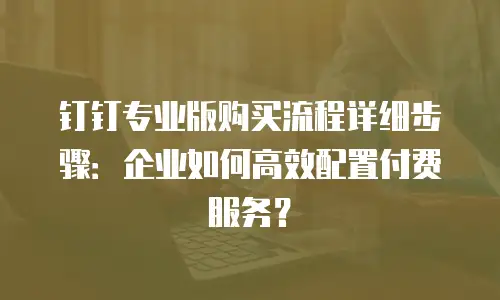 钉钉专业版购买流程详细步骤：企业如何高效配置付费服务？