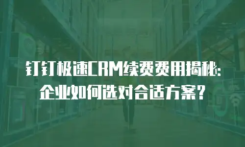 钉钉极速CRM续费费用揭秘：企业如何选对合适方案？