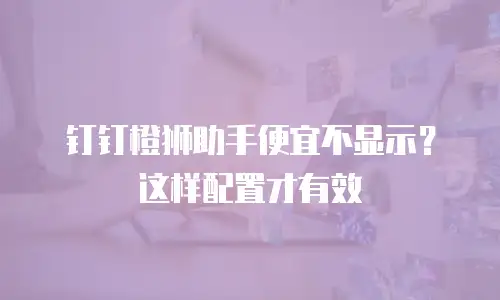 钉钉橙狮助手便宜不显示？这样配置才有效