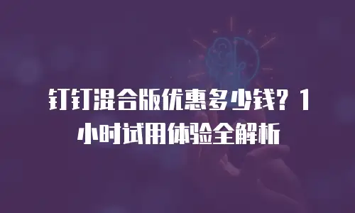 钉钉混合版优惠多少钱？1小时试用体验全解析