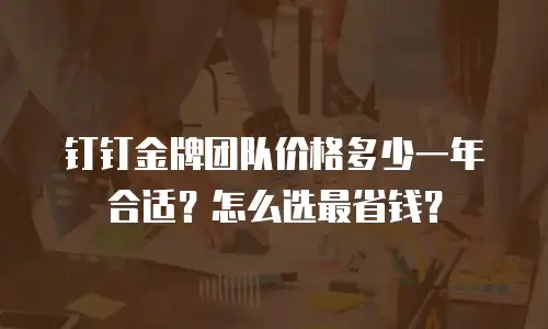 钉钉金牌团队价格多少一年合适？怎么选最省钱？