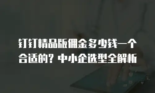 钉钉精品版佣金多少钱一个合适的？中小企选型全解析