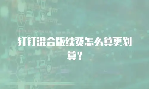 钉钉混合版续费怎么算更划算？
