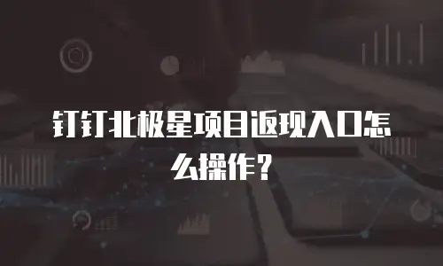 钉钉北极星项目返现入口怎么操作？