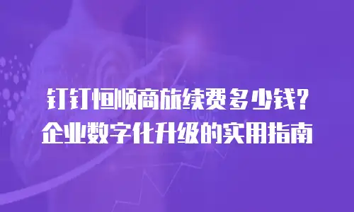 钉钉恒顺商旅续费多少钱？企业数字化升级的实用指南