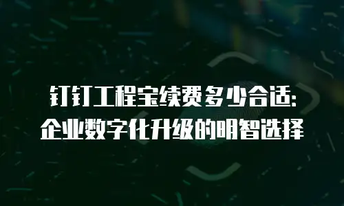 钉钉工程宝续费多少合适：企业数字化升级的明智选择