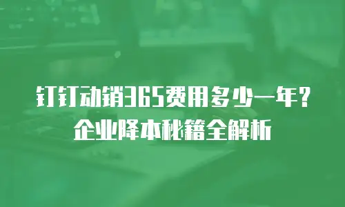 钉钉动销365费用多少一年？企业降本秘籍全解析