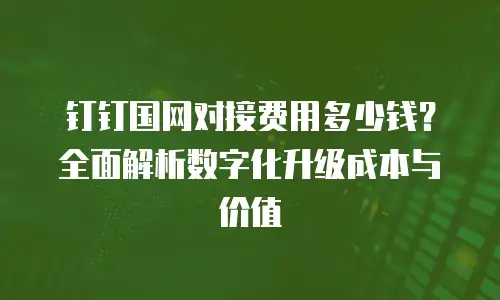 钉钉国网对接费用多少钱？全面解析数字化升级成本与价值