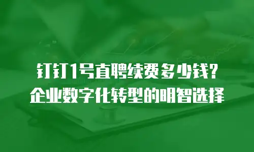 钉钉1号直聘续费多少钱？企业数字化转型的明智选择