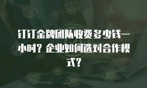 钉钉金牌团队收费多少钱一小时？企业如何选对合作模式？
