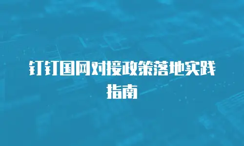 钉钉国网对接政策落地实践指南