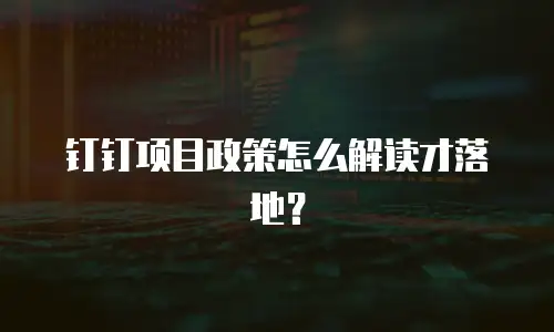 钉钉项目政策怎么解读才落地？