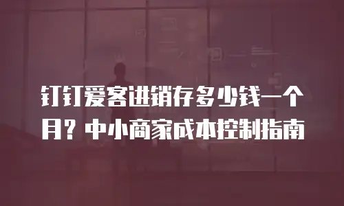 钉钉爱客进销存多少钱一个月？中小商家成本控制指南