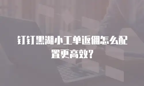 钉钉黑湖小工单返佣怎么配置更高效？