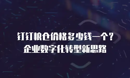 钉钉粮仓价格多少钱一个？企业数字化转型新思路