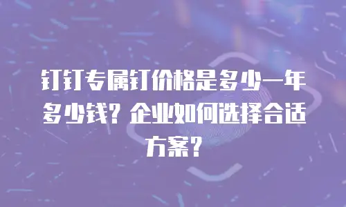 钉钉专属钉价格是多少一年多少钱？企业如何选择合适方案？