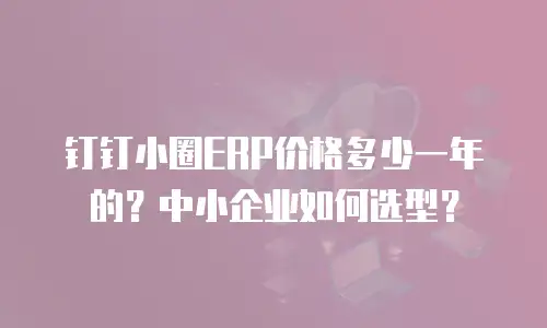 钉钉小圈ERP价格多少一年的？中小企业如何选型？