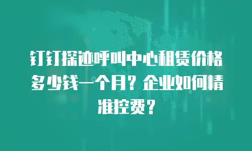 钉钉探迹呼叫中心租赁价格多少钱一个月？企业如何精准控费？