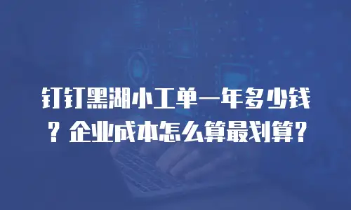 钉钉黑湖小工单一年多少钱？企业成本怎么算最划算？