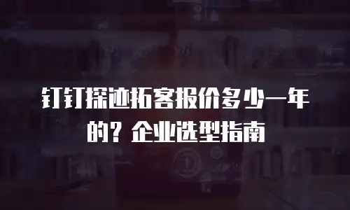 钉钉探迹拓客报价多少一年的？企业选型指南